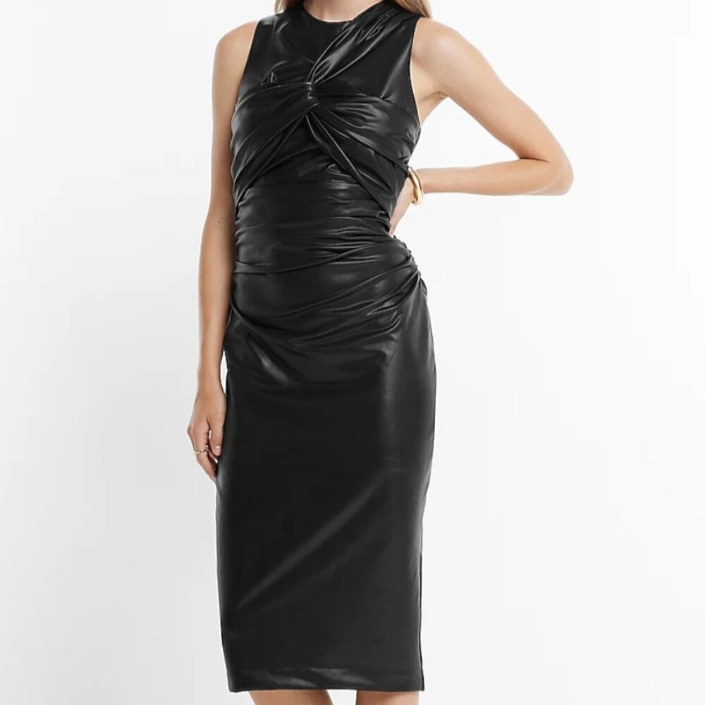 Express Body Contour Faux Leather Dress